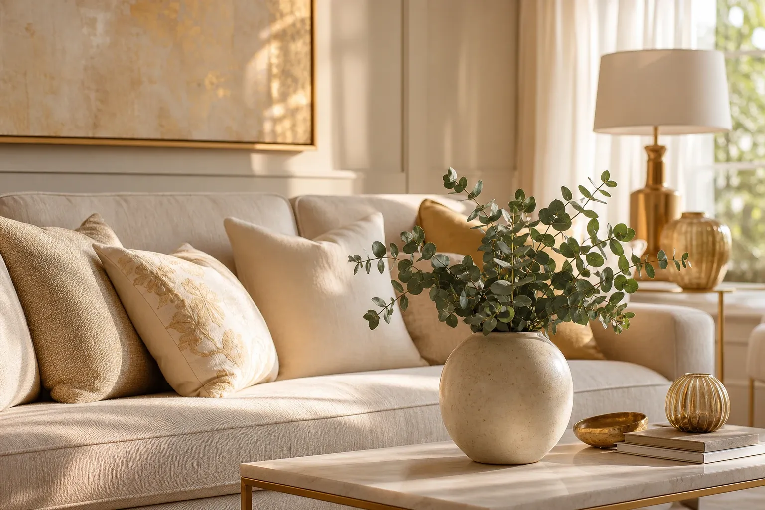 Bright Southern California living room prepared for market